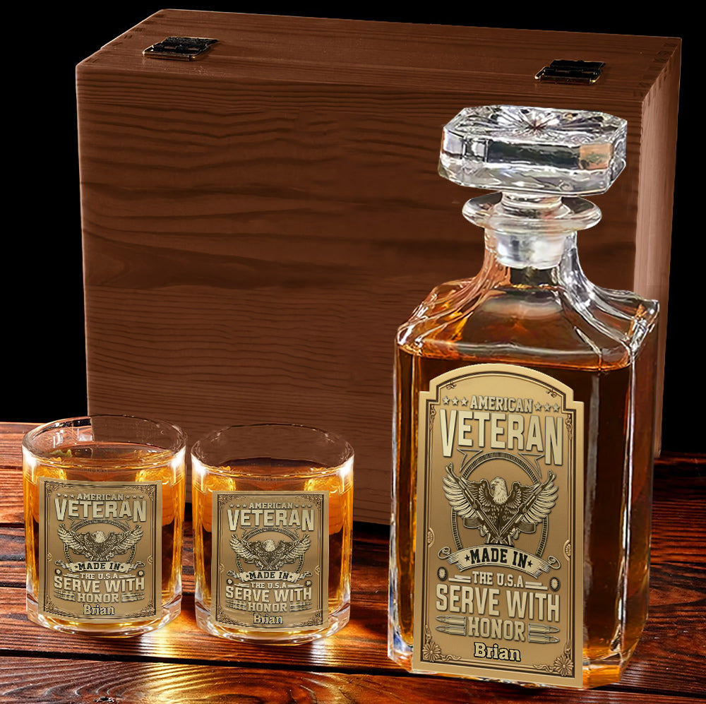 Veteran Whiskey Bottle - Personalized Veteran Whiskey Decanter Set