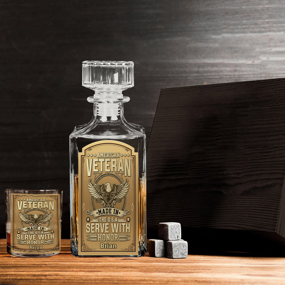 Veteran Whiskey Bottle - Personalized Veteran Whiskey Decanter Set