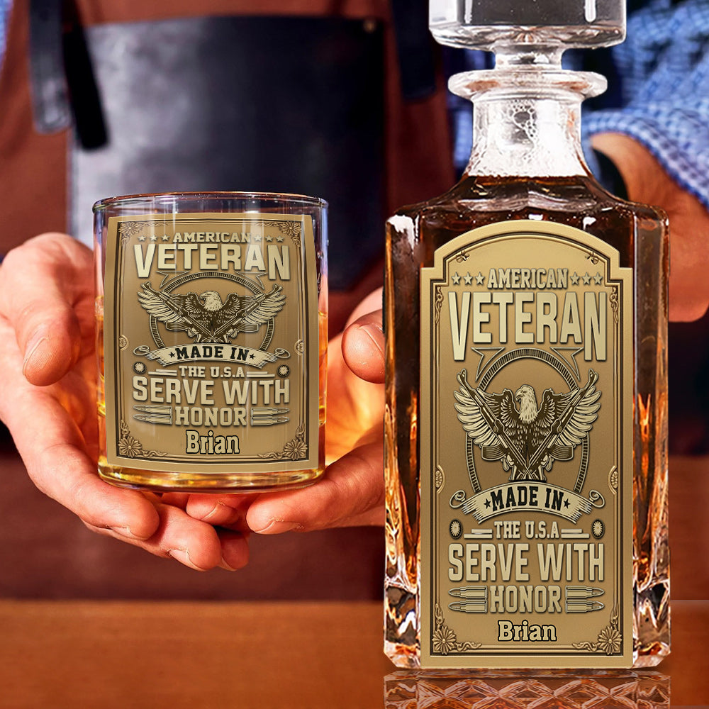 Veteran Whiskey Bottle - Personalized Veteran Whiskey Decanter Set