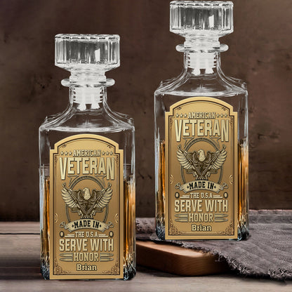 Veteran Whiskey Bottle - Personalized Veteran Whiskey Decanter Set