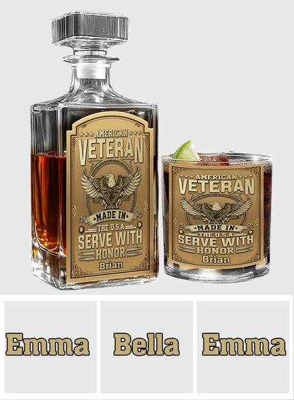 Veteran Whiskey Bottle - Personalized Veteran Whiskey Decanter Set