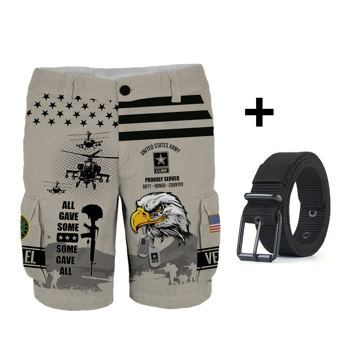 All Gave Some - Personalized Veteran Cargo Shorts With Belt
