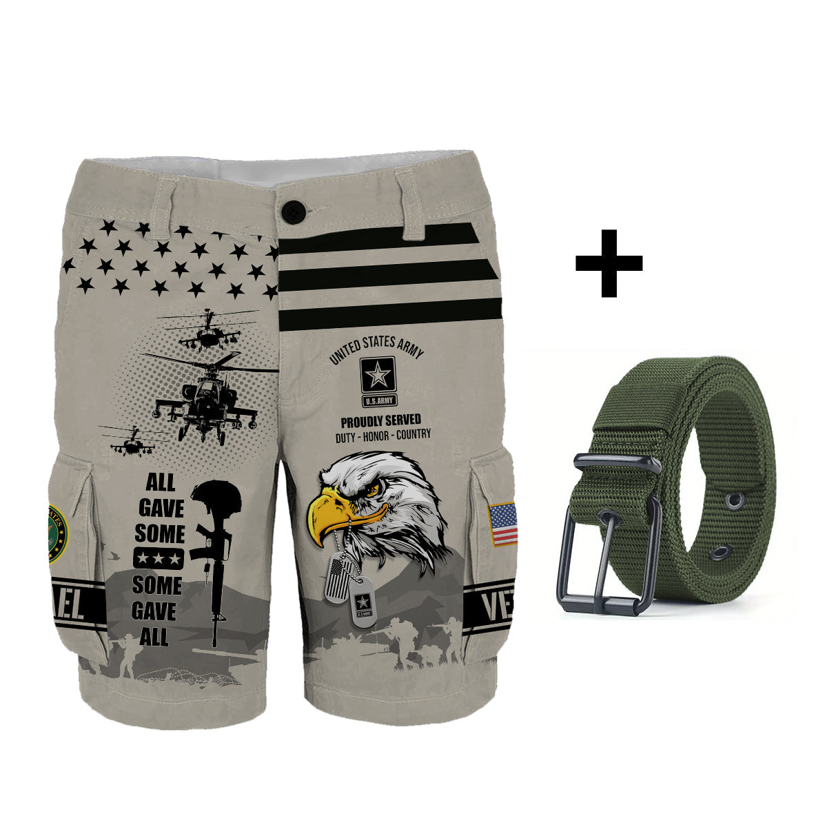 All Gave Some - Personalized Veteran Cargo Shorts With Belt