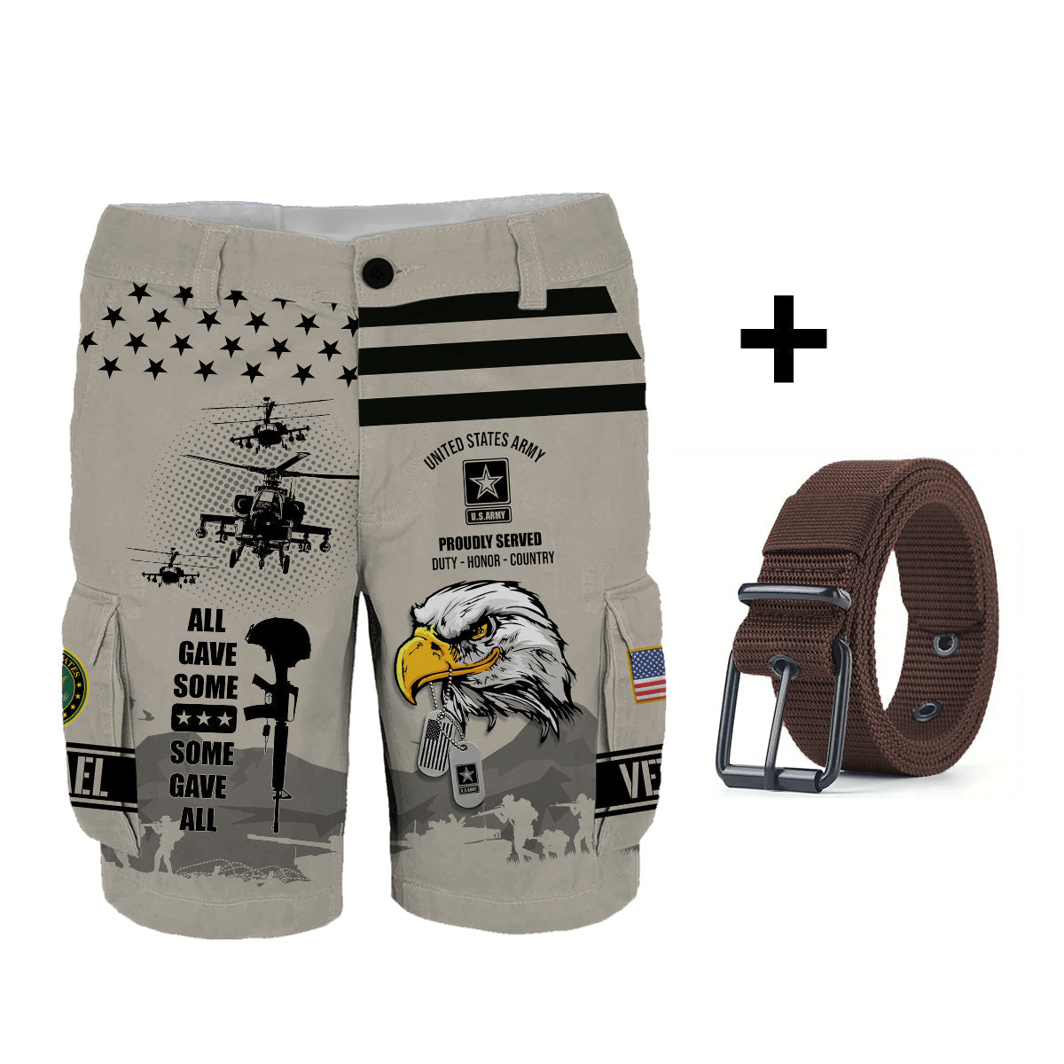 All Gave Some - Personalized Veteran Cargo Shorts With Belt
