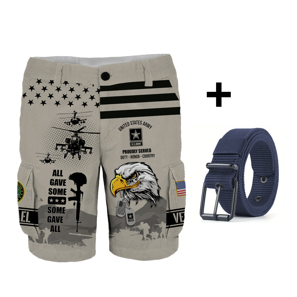 All Gave Some - Personalized Veteran Cargo Shorts With Belt