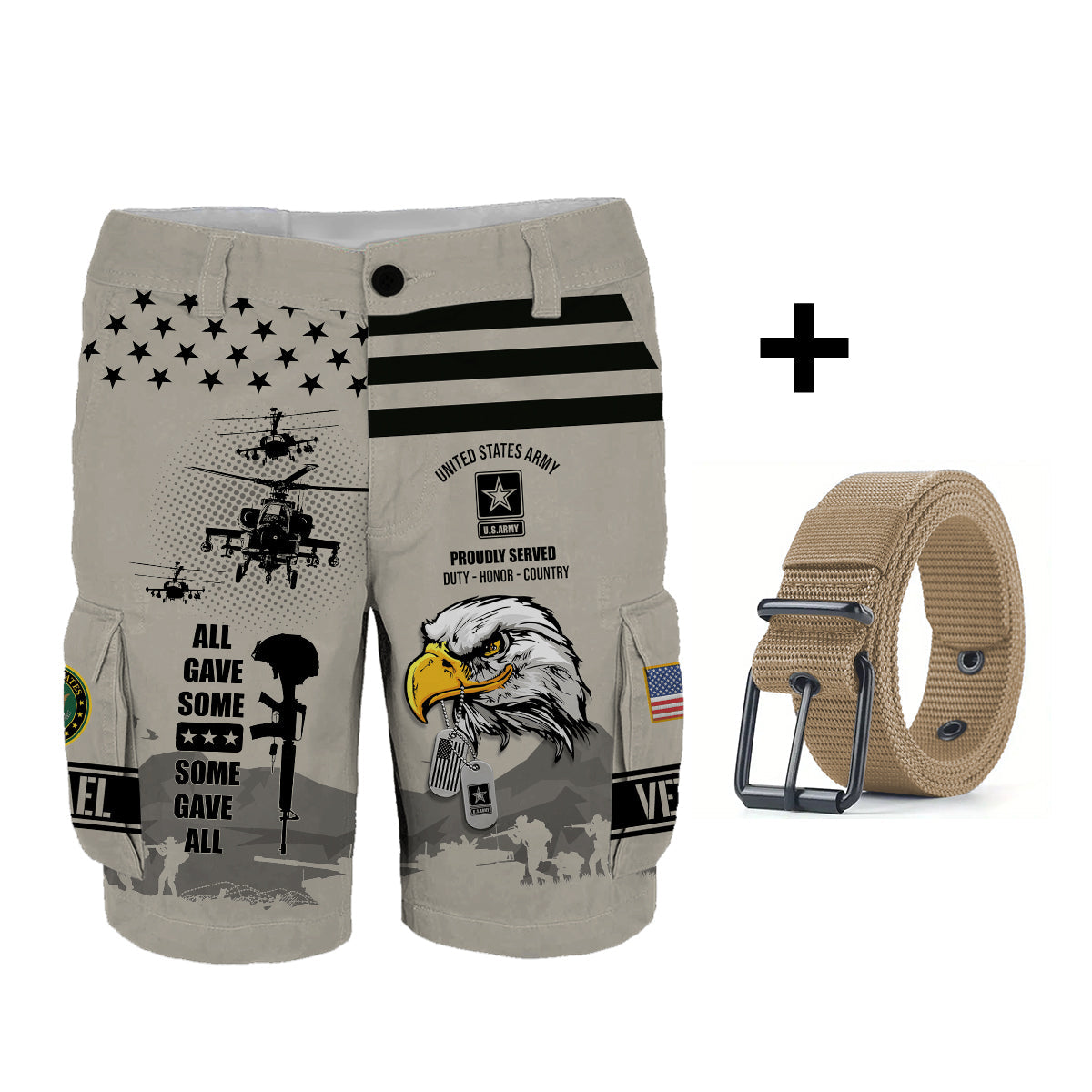 All Gave Some - Personalized Veteran Cargo Shorts With Belt