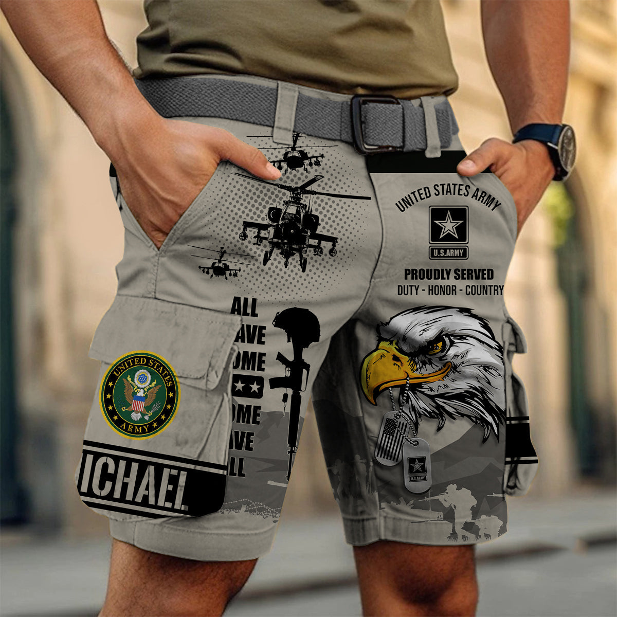 All Gave Some - Personalized Veteran Cargo Shorts With Belt