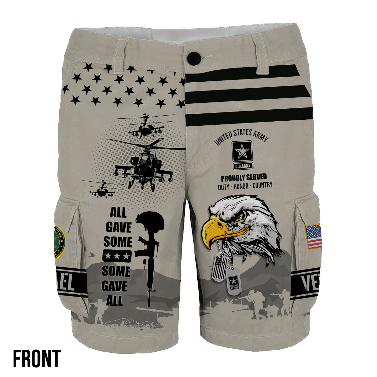 All Gave Some - Personalized Veteran Cargo Shorts With Belt