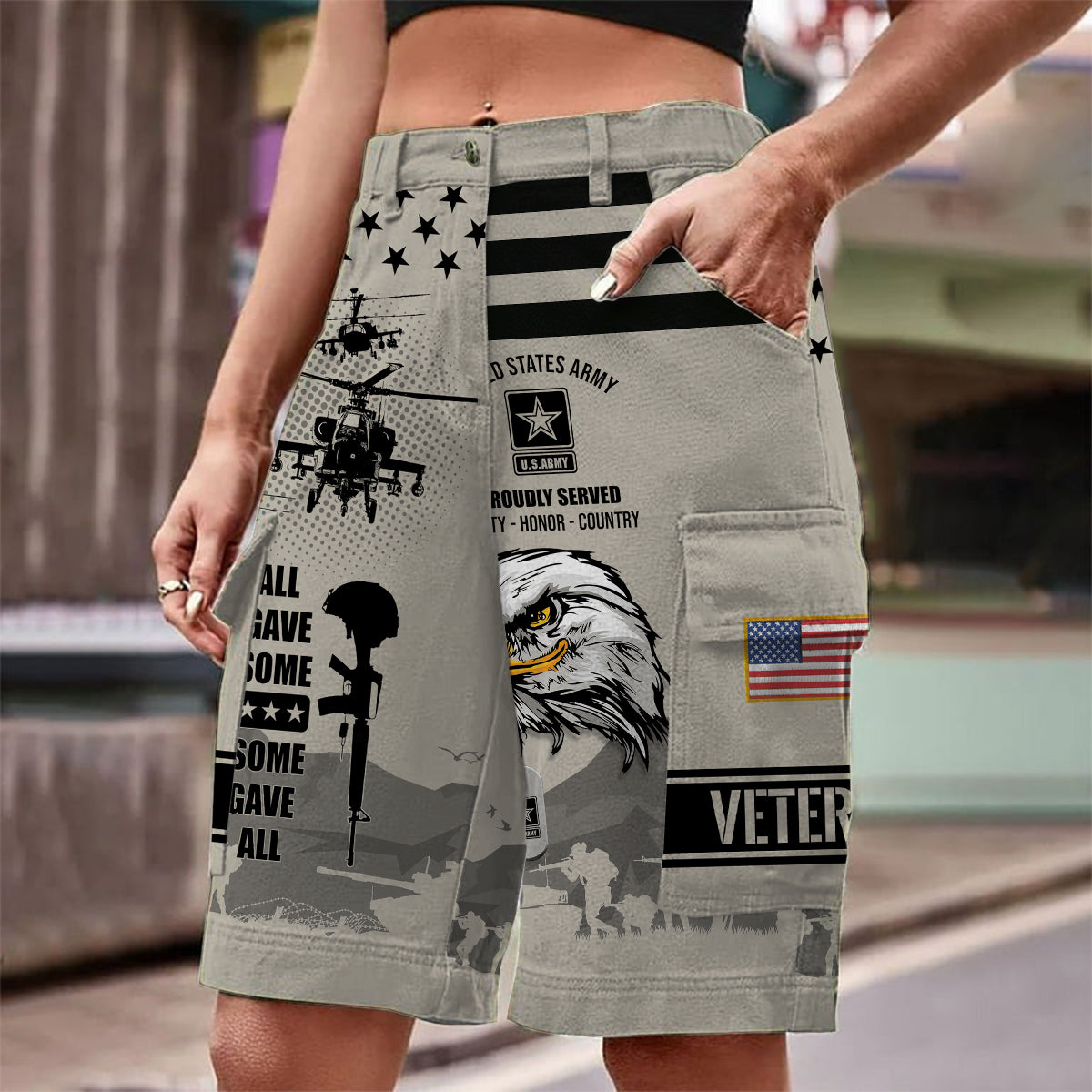 All Gave Some - Personalized Veteran Cargo Shorts With Belt