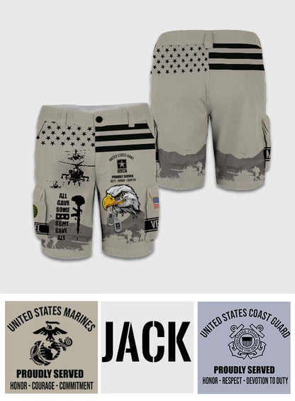 All Gave Some - Personalized Veteran Cargo Shorts With Belt