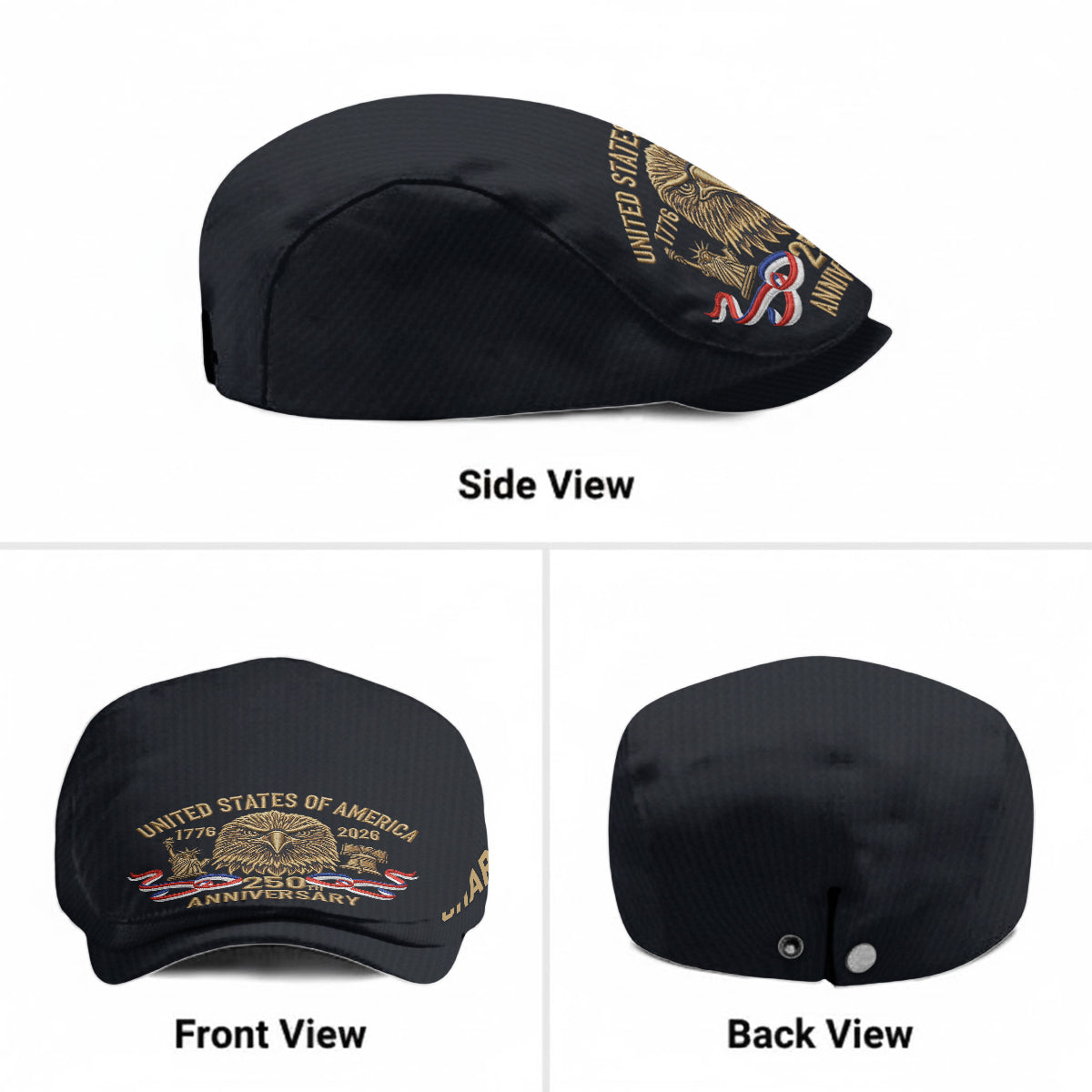 250th Anniversary Of America - Personalized Veteran Newsboy Cap
