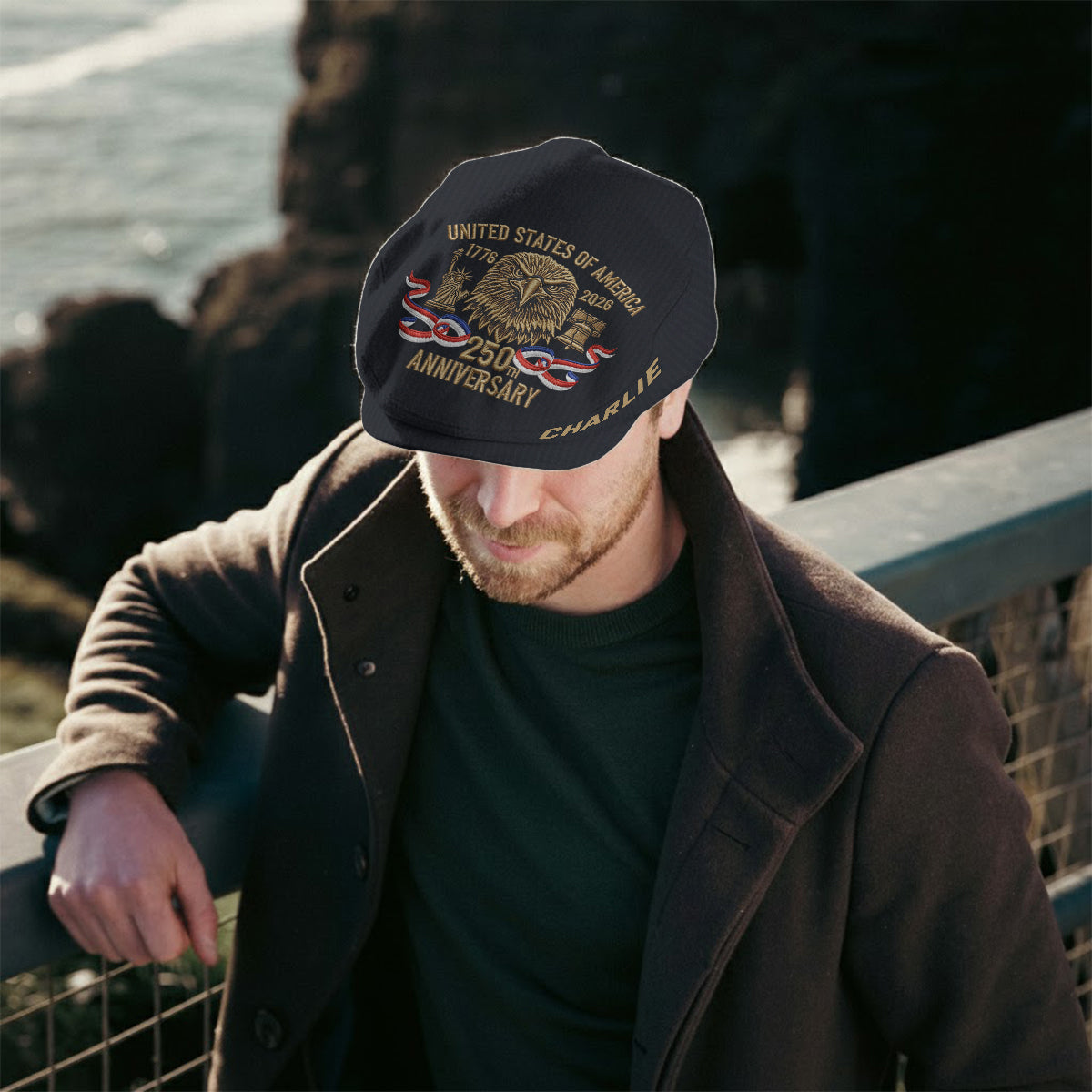 250th Anniversary Of America - Personalized Veteran Newsboy Cap