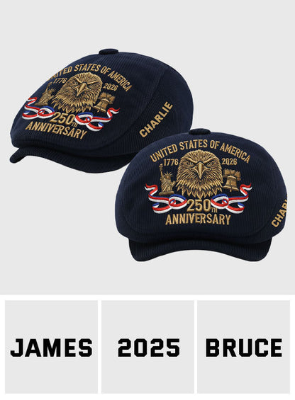 250th Anniversary Of America - Personalized Veteran Newsboy Cap