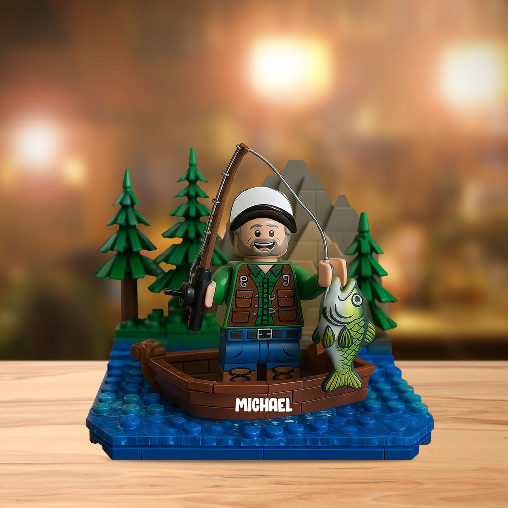 Brick Fishing Man - Personalized Fishing Custom Shaped Acrylic Plaque