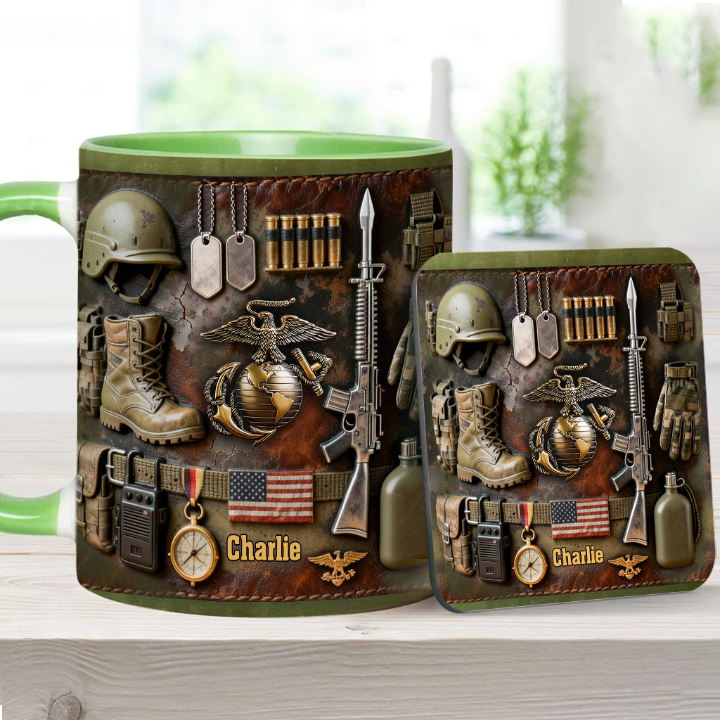 Semper Fidelis - Personalized Veteran Accent Mug & Coaster