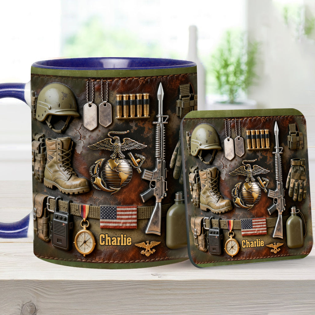 Semper Fidelis - Personalized Veteran Accent Mug & Coaster