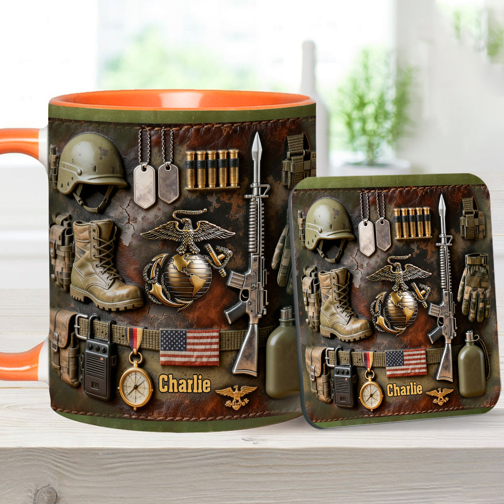 Semper Fidelis - Personalized Veteran Accent Mug & Coaster