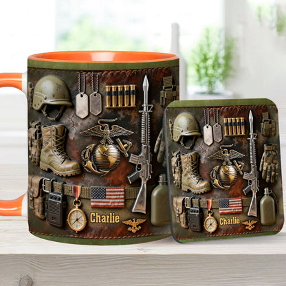 Semper Fidelis - Personalized Veteran Accent Mug & Coaster