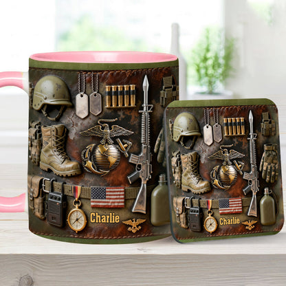 Semper Fidelis - Personalized Veteran Accent Mug & Coaster