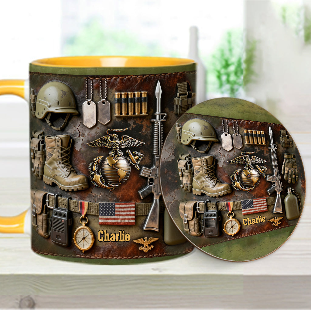 Semper Fidelis - Personalized Veteran Accent Mug & Coaster