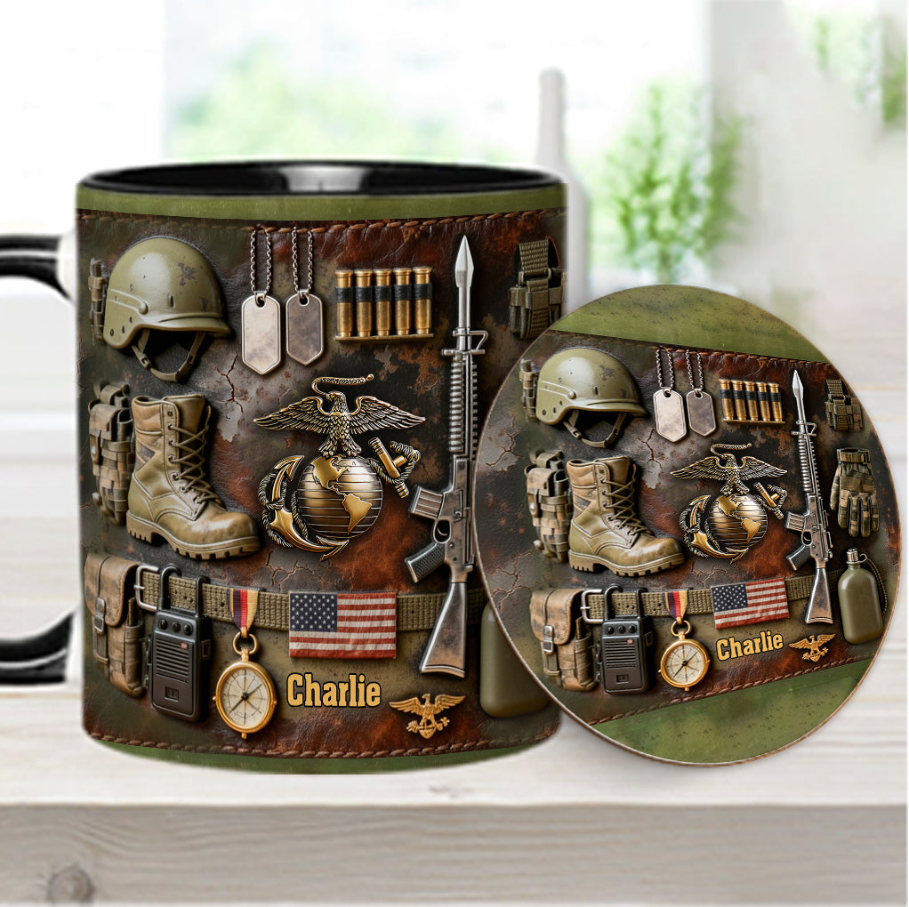 Semper Fidelis - Personalized Veteran Accent Mug & Coaster