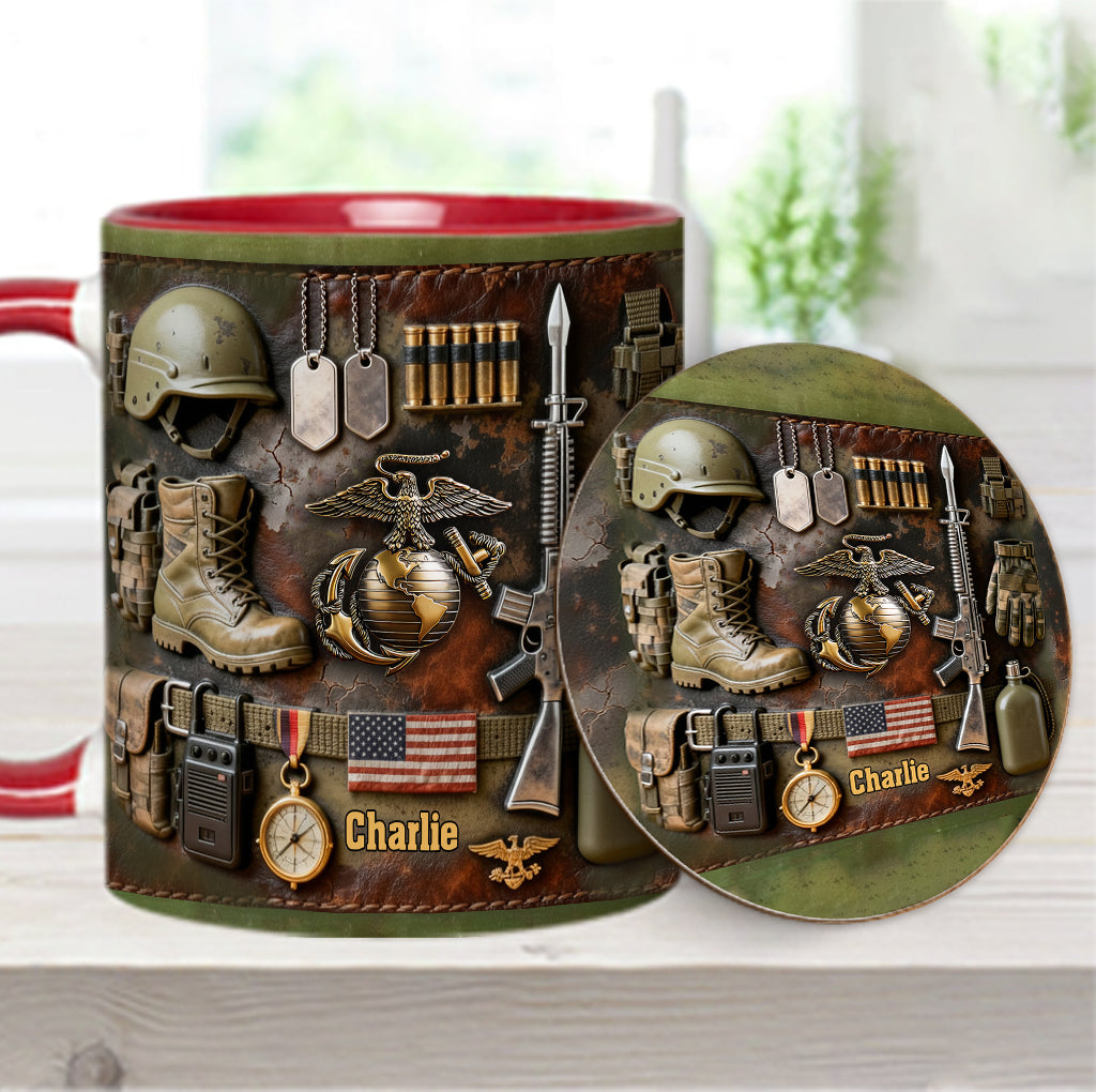 Semper Fidelis - Personalized Veteran Accent Mug & Coaster