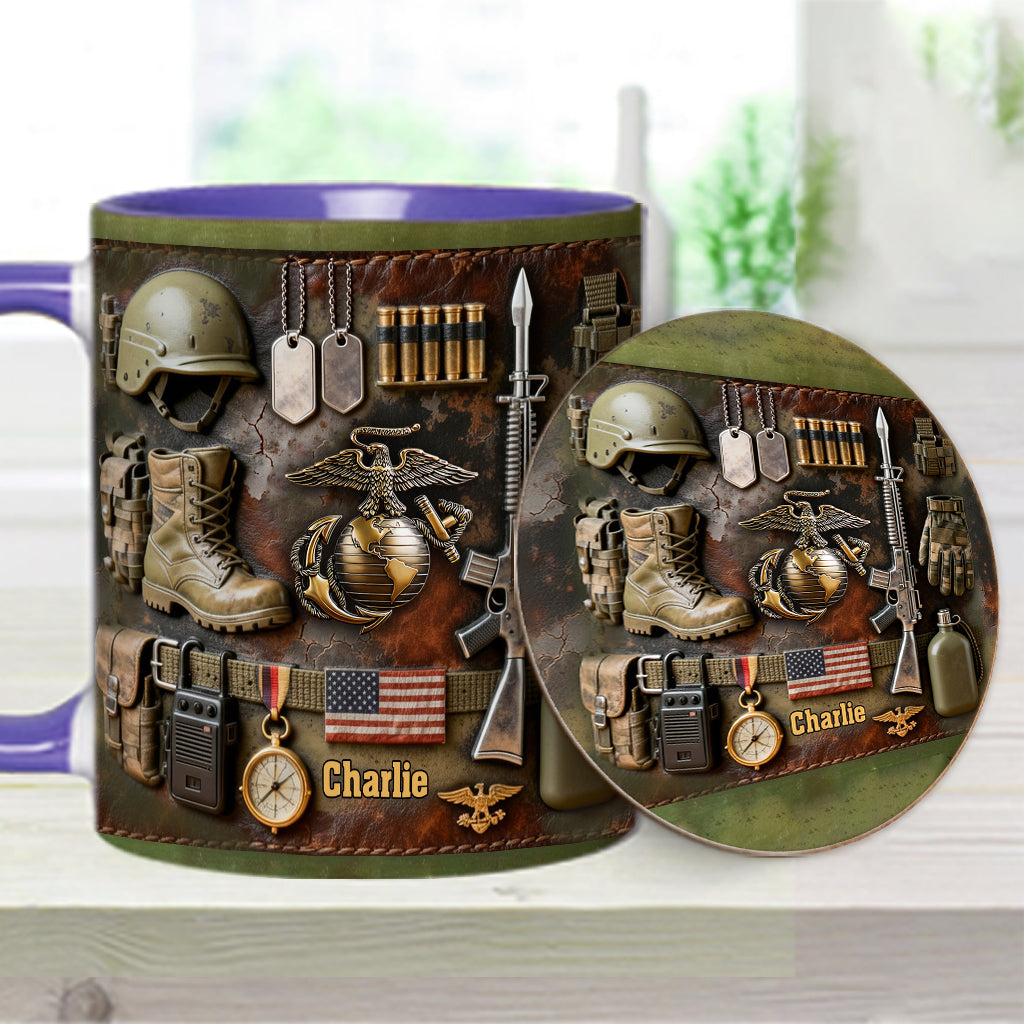 Semper Fidelis - Personalized Veteran Accent Mug & Coaster