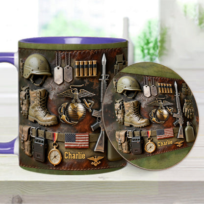 Semper Fidelis - Personalized Veteran Accent Mug & Coaster