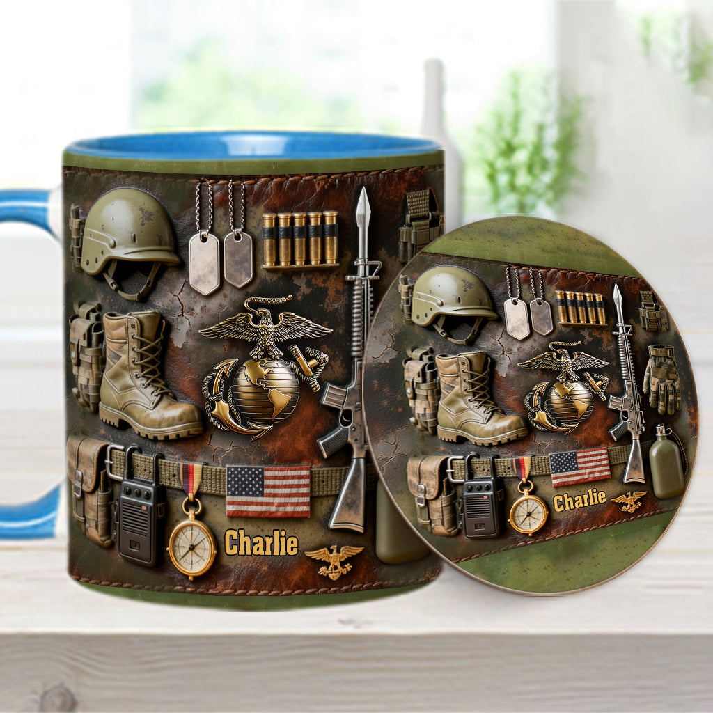Semper Fidelis - Personalized Veteran Accent Mug & Coaster