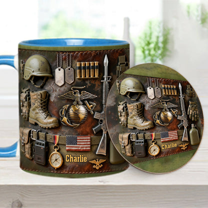 Semper Fidelis - Personalized Veteran Accent Mug & Coaster