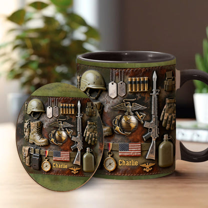 Semper Fidelis - Personalized Veteran Accent Mug & Coaster