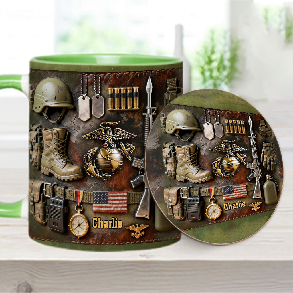 Semper Fidelis - Personalized Veteran Accent Mug & Coaster