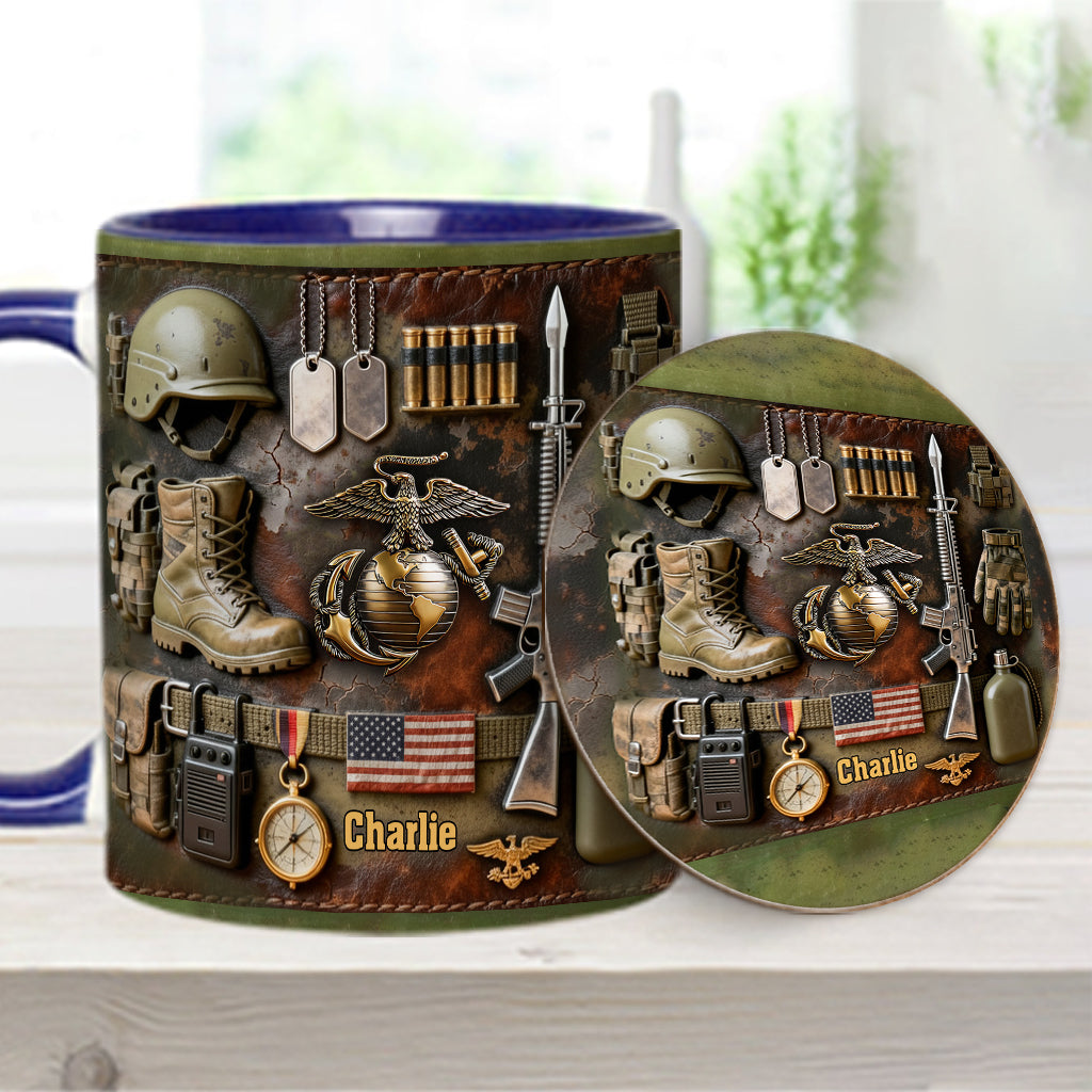 Semper Fidelis - Personalized Veteran Accent Mug & Coaster