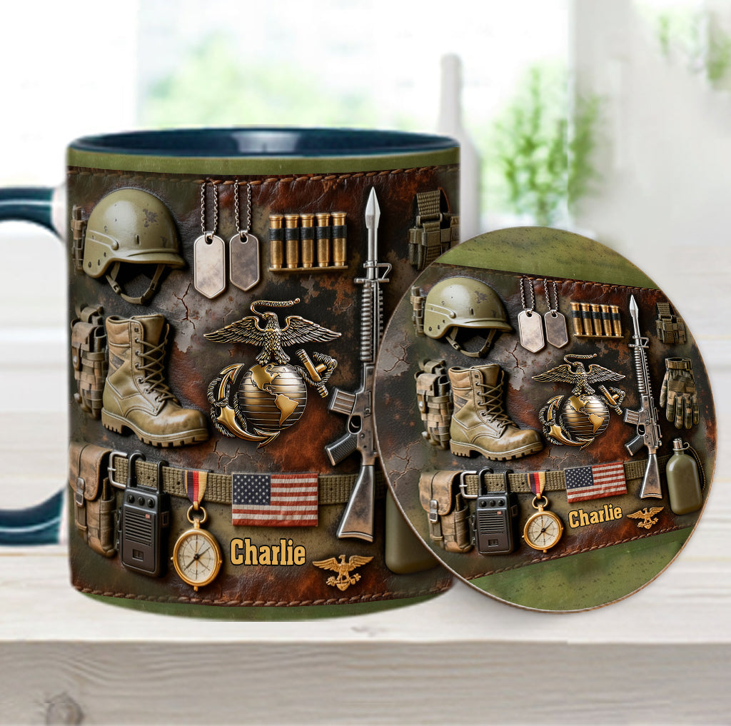 Semper Fidelis - Personalized Veteran Accent Mug & Coaster