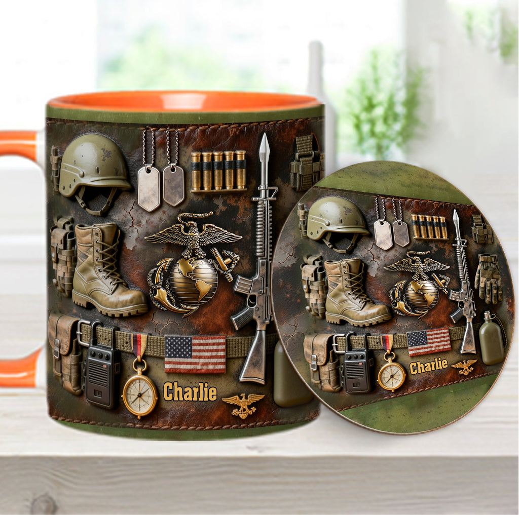 Semper Fidelis - Personalized Veteran Accent Mug & Coaster