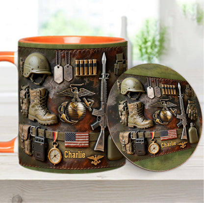 Semper Fidelis - Personalized Veteran Accent Mug & Coaster