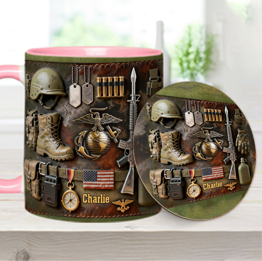 Semper Fidelis - Personalized Veteran Accent Mug & Coaster