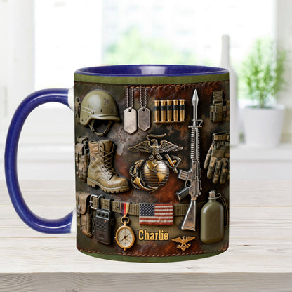 Semper Fidelis - Personalized Veteran Accent Mug & Coaster