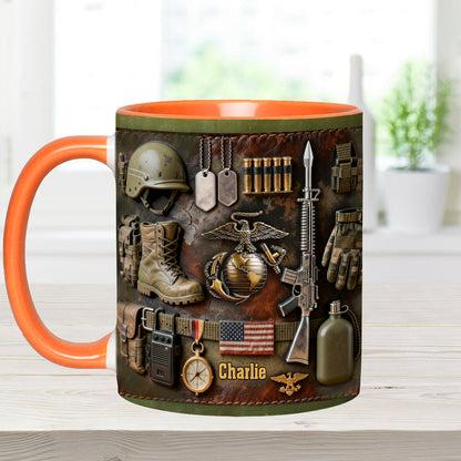 Semper Fidelis - Personalized Veteran Accent Mug & Coaster