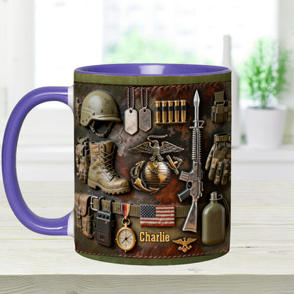 Semper Fidelis - Personalized Veteran Accent Mug & Coaster