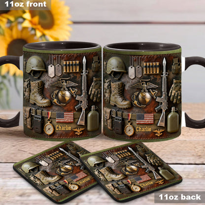 Semper Fidelis - Personalized Veteran Accent Mug & Coaster