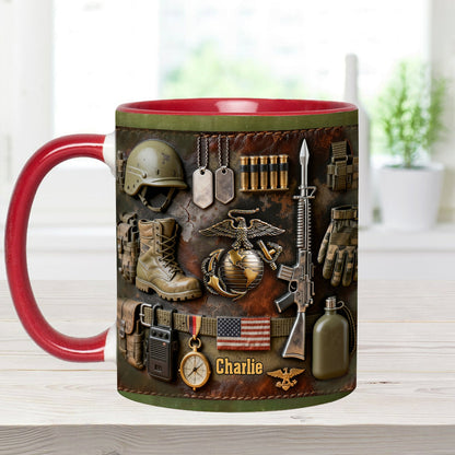 Semper Fidelis - Personalized Veteran Accent Mug & Coaster