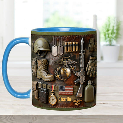 Semper Fidelis - Personalized Veteran Accent Mug & Coaster