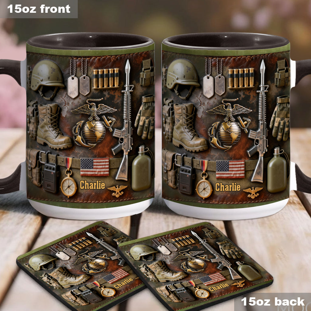 Semper Fidelis - Personalized Veteran Accent Mug & Coaster