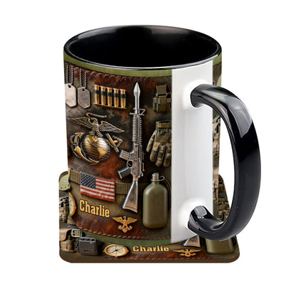 Semper Fidelis - Personalized Veteran Accent Mug & Coaster