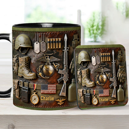 Semper Fidelis - Personalized Veteran Accent Mug & Coaster
