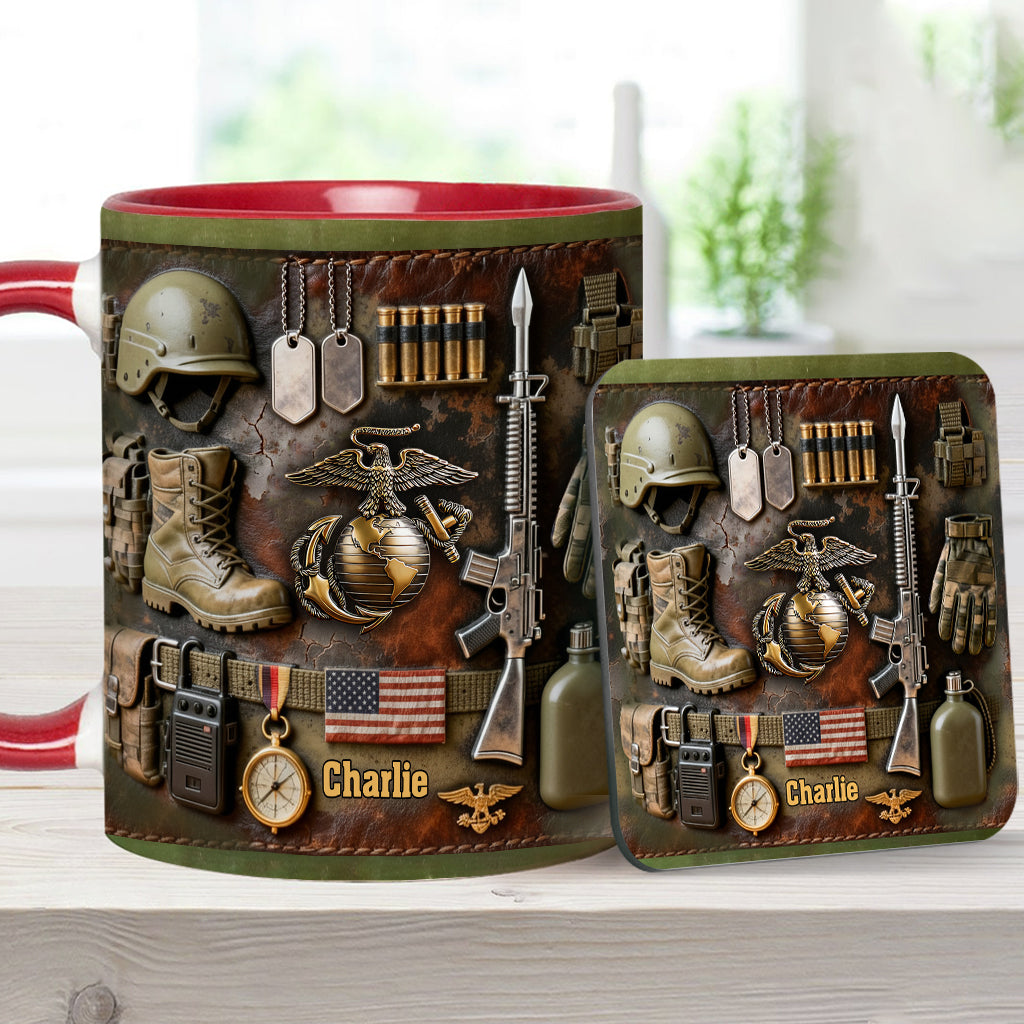Semper Fidelis - Personalized Veteran Accent Mug & Coaster
