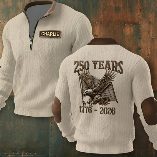 250th Anniversary Of The United States - Personalized Veteran Men Zip-Up Sweatshirt