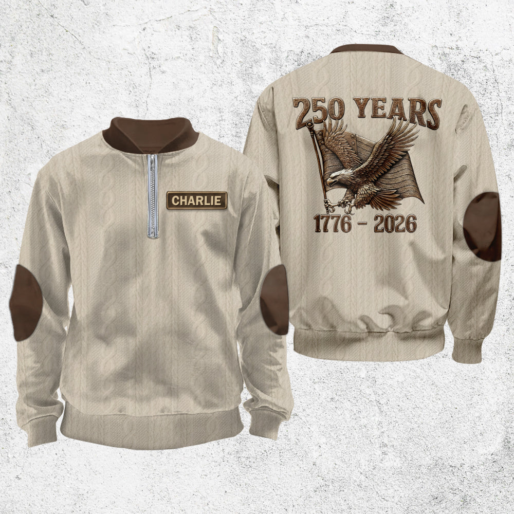 250th Anniversary Of The United States - Personalized Veteran Men Zip-Up Sweatshirt