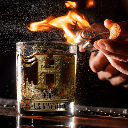 Honor, Courage, Commitment - Personalized Veteran Whiskey Glass